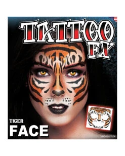 Face Tattoo Tiger -Halloween Kostüme face tattoo tiger gesichtstattoo zum aufkleben tier make up 37665 2