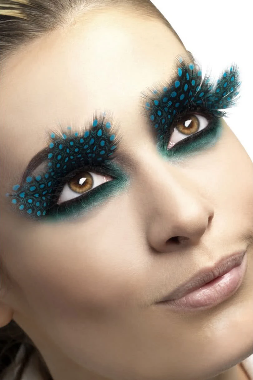 Feder Wimpern Blau Gepunktet 3 Feder Wimpern Blau Gepunktet