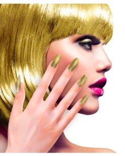 Glitzer Fingernägel Gold 12 St.