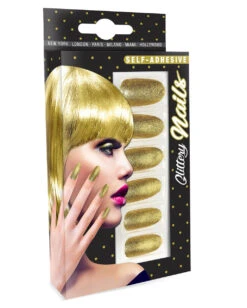 Glitzer Fingernägel Gold 12 St. -Halloween Kostüme gold glitzernde fingernaegel selbstklebende fingernaegel gold gold fingernails self adhesiv 36690 03 2