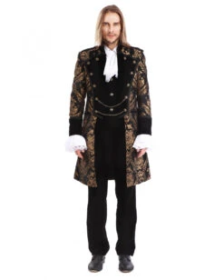 Gothic Aristokrat Herren Mantel Gold Schwarz -Halloween Kostüme gothic aristokrat herrenmantel gold schwarz brokatmuster gothic aristocrat mens coat gothic mantel 39099 3