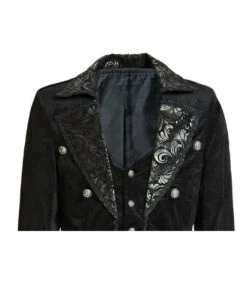 Gothic Vampir Piratenmantel -Halloween Kostüme gothic vampir piraten mantel gothic samtmantel schwarzer herrenmantel 54312 07