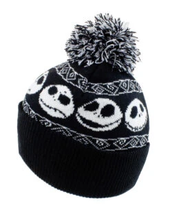 Nightmare Before Christmas Basic Snow Beanie -Halloween Kostüme nightmare before christmas basic snow beanie mit bommel nightmare before christmas fanartikel jack skellington fanartikel jack skellington merchandise 54452 1