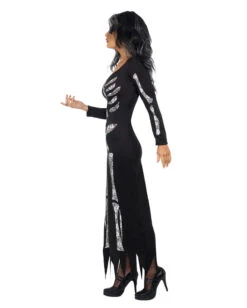 Elegantes Skelett Schlauchkleid -Halloween Kostüme schwarzes schlauchkleid mit skelett motiv skeleton tube dress bild3 23898