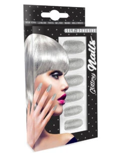 Glitzer Fingernägel Silber 12 St. -Halloween Kostüme silber glitzernde fingernaegel selbstklebende fingernaegel silber silver fingernails self adhesiv 36691 03 1