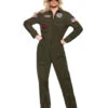 Top Gun Jet Pilot Damen Kostümanzug -Halloween Kostüme top gun jet pilot damen kostuemanzug top gun womens pilot jumpsuit kampfjet pilot airforce verkleidung 54387 2