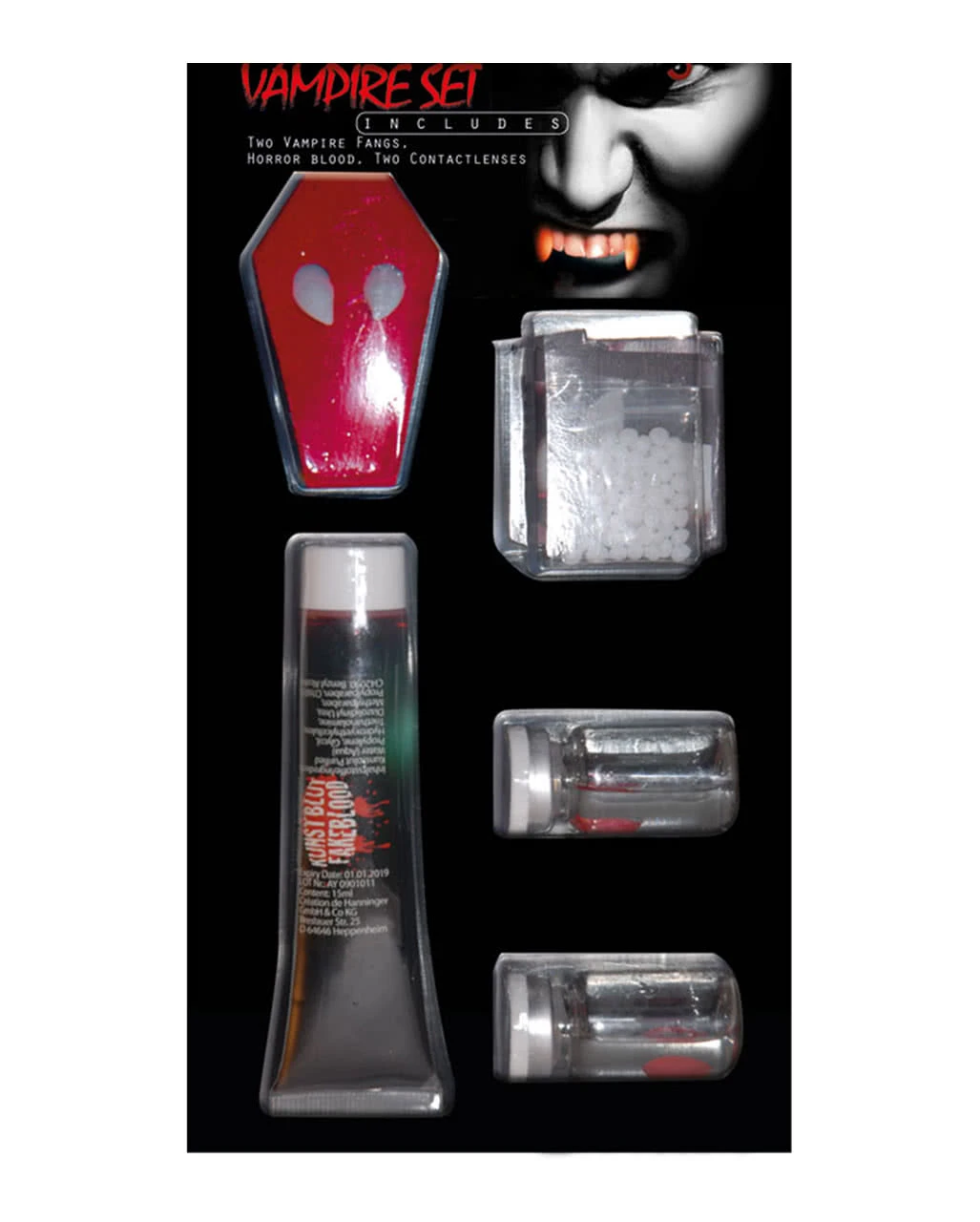 Vampir-Kit Mit Zähnen/Blut/Linsen 2 Vampir-Kit Mit Zähnen/Blut/Linsen