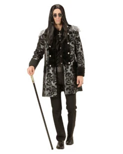 Venezianischer Frack Schwarz-silber 8 Venezianischer Frack Schwarz-silber -Halloween Kostüme venezianischer piratenfrack silber schwarz parade coat silver black bild3 27152