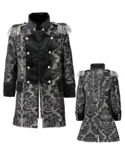 Venezianischer Frack Schwarz-silber 9 Venezianischer Frack Schwarz-silber -Halloween Kostüme venezianischer piratenfrack silber schwarz parade coat silver black bild4 27152