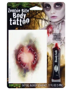 Zombie Biss Tattoo Mit Filmblut